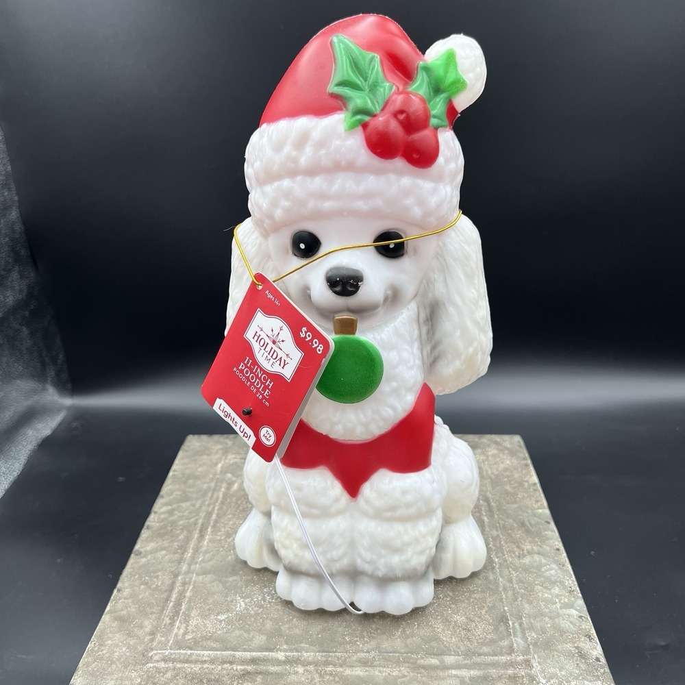 Holiday Time Poodle 11" Lighted LED Tabletop Blow Mold NWT